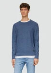 s.Oliver Strickpullover mit Strukturmix und Logo-Patch Dunkelblau/Grau/Blau/Hellblau