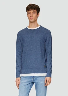 s.Oliver Strickpullover mit Strukturmix und Logo-Patch Dunkelblau/Grau/Blau/Hellblau s.Oliver Strickpullover mit Strukturmix und Logo-Patch Dunkelblau/Grau/Blau/Hellblau