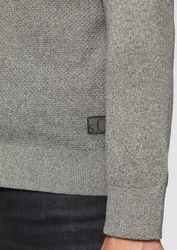 s.Oliver Strickpullover mit Strukturmix und Logo-Patch Grau/Hellgrau
