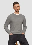 s.Oliver Strickpullover mit Strukturmix und Logo-Patch Grau/Hellgrau