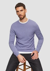 s.Oliver Strickpullover mit Strukturmix und Logo-Patch Lila/Dunkelblau/Fliederfarben