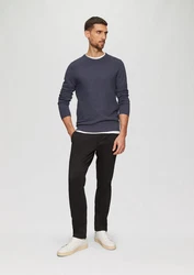 s.Oliver Strickpullover mit Strukturmix und Logo-Patch Dunkelblau/Grau