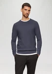 s.Oliver Strickpullover mit Strukturmix und Logo-Patch Dunkelblau/Grau