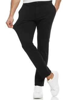 Indicode Herren Rodekro Chinohose Super Stretch mit 4 Taschen Schwarz/Khaki