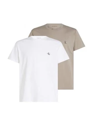 Calvin Klein Jeans T-Shirt 2 PACK MONOLOGO Logodruck Khaki/Beige/Braun
