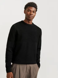 Jack & Jones Rundhalspullover JJJERRY KNIT CREW NECK Schwarz