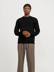 Jack & Jones Rundhalspullover JJJERRY KNIT CREW NECK Schwarz