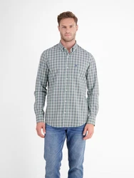 LERROS Karohemd mit Button-down-Kragen Dunkelgrün/Grün