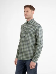 LERROS Karohemd mit Button-down-Kragen Dunkelgrün/Grün