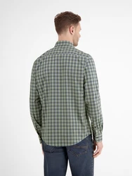 LERROS Karohemd mit Button-down-Kragen Dunkelgrün/Grün