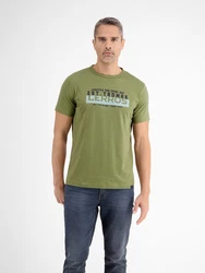 LERROS Unifarbenes T-Shirt mit Print Dunkelgrün/Khaki