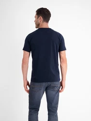 LERROS Unifarbenes T-Shirt mit Print Dunkelblau/Blau/Hellblau