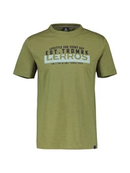 LERROS Unifarbenes T-Shirt mit Print Dunkelgrün/Khaki