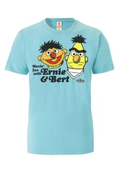 LOGOSHIRT T-Shirt Sesamstrasse - Ernie & Bert Blau/Hellblau