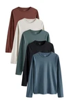 Next T-Shirt Langarmshirts (5-tlg) Blau/Hellblau/Grau/Mischfarben