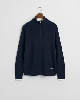 Gant Strickpullover RIBBED COTTON HALF ZIP Dunkelblau