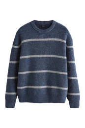 Rundhalspullover Regular Fit Rundhalspullover mit Querstreifen (1-tlg)