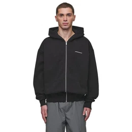 Kapuzenplschjacke Charles Oversized Sweat Jacket, schwarz