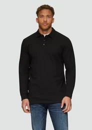 Kurzarmshirt Strukturiertes Langarm-Poloshirt im Relaxed Fit Logo
