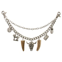 Trachtenlederhose Charivari Herren Kette Schmuck Lederhosen Anhnger Silber Mnzen Jagd enthlt Teile tierischen Ursprungs - echt Hirschhorn