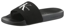 Calvin Klein Jeans SLIDE MONOGRAM Pantolette Schwarz/Dunkelgrün/Türkis