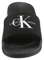 Calvin Klein Jeans SLIDE MONOGRAM Pantolette Schwarz/Dunkelgrün/Türkis