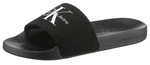 Calvin Klein Jeans SLIDE MONOGRAM Pantolette Schwarz/Dunkelgrün/Türkis