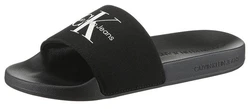 Calvin Klein Jeans SLIDE MONOGRAM Pantolette Schwarz/Dunkelgrün/Türkis