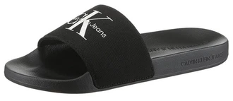 Calvin Klein Jeans SLIDE MONOGRAM Pantolette Schwarz/Dunkelgrün/Türkis