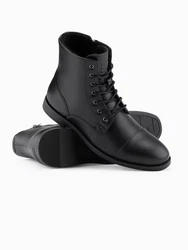 OMBRE Herren Schnürstiefel aus Ökoleder Schwarz