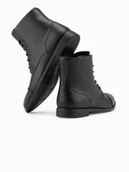 OMBRE Herren Schnürstiefel aus Ökoleder Schwarz