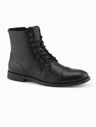 OMBRE Herren Schnürstiefel aus Ökoleder Schwarz