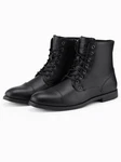 OMBRE Herren Schnürstiefel aus Ökoleder Schwarz