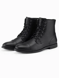 OMBRE Herren Schnürstiefel aus Ökoleder Schwarz