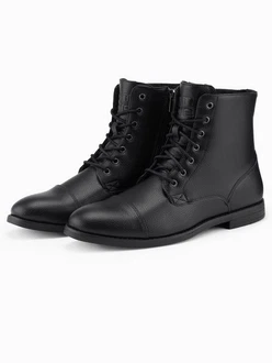 OMBRE Herren Schnürstiefel aus Ökoleder Schwarz