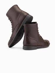 OMBRE Herren Schnürstiefel aus Ökoleder Dunkelbraun/Braun/Bordeaux