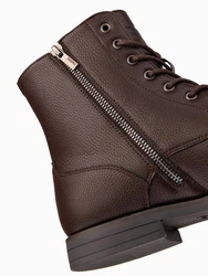 OMBRE Herren Schnürstiefel aus Ökoleder Dunkelbraun/Braun/Bordeaux