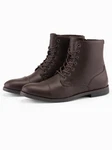 OMBRE Herren Schnürstiefel aus Ökoleder Dunkelbraun/Braun/Bordeaux