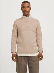 Jack & Jones Rundhalspullover JJJERRY KNIT CREW NECK Beige/Braun