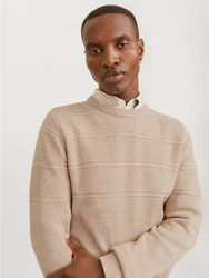 Jack & Jones Rundhalspullover JJJERRY KNIT CREW NECK Beige/Braun