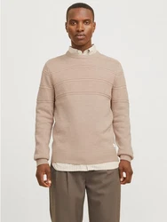 Jack & Jones Rundhalspullover JJJERRY KNIT CREW NECK Beige/Braun