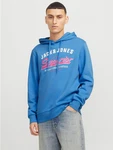 Jack & Jones Kapuzensweatshirt JJELOGO SWEAT HOOD 2 hellblau/pink/weiß