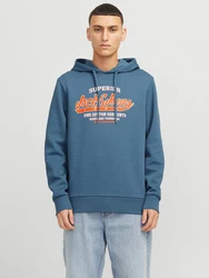 Jack & Jones Kapuzensweatshirt JJELOGO SWEAT HOOD 2 Blau/Hellblau/Grau
