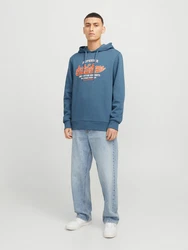 Jack & Jones Kapuzensweatshirt JJELOGO SWEAT HOOD 2 Blau/Hellblau/Grau