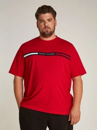 Tommy Hilfiger Big & Tall Rundhalsshirt BT-HILFIGER CHEST INSERT TEE-B in Groen Gren, Logostickerei