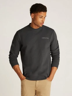 Tommy Jeans Sweatshirt 'LINEAR' Dunkelgrau/Khaki/Schwarz Tommy Jeans Sweatshirt 'LINEAR' Dunkelgrau/Khaki/Schwarz