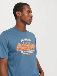 Jack & Jones T-Shirt JJELOGO TEE SS O-NECK 2 COL SS25 SN Blau/Hellblau