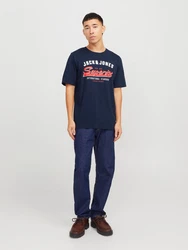 Jack & Jones T-Shirt JJELOGO TEE SS O-NECK 2 COL SS25 SN Dunkelblau