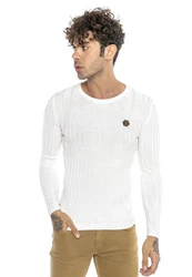 RedBridge Strickpullover Broken Arrow Weiß/Creme/Rosa/Rot