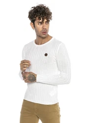 RedBridge Strickpullover Broken Arrow Weiß/Creme/Rosa/Rot